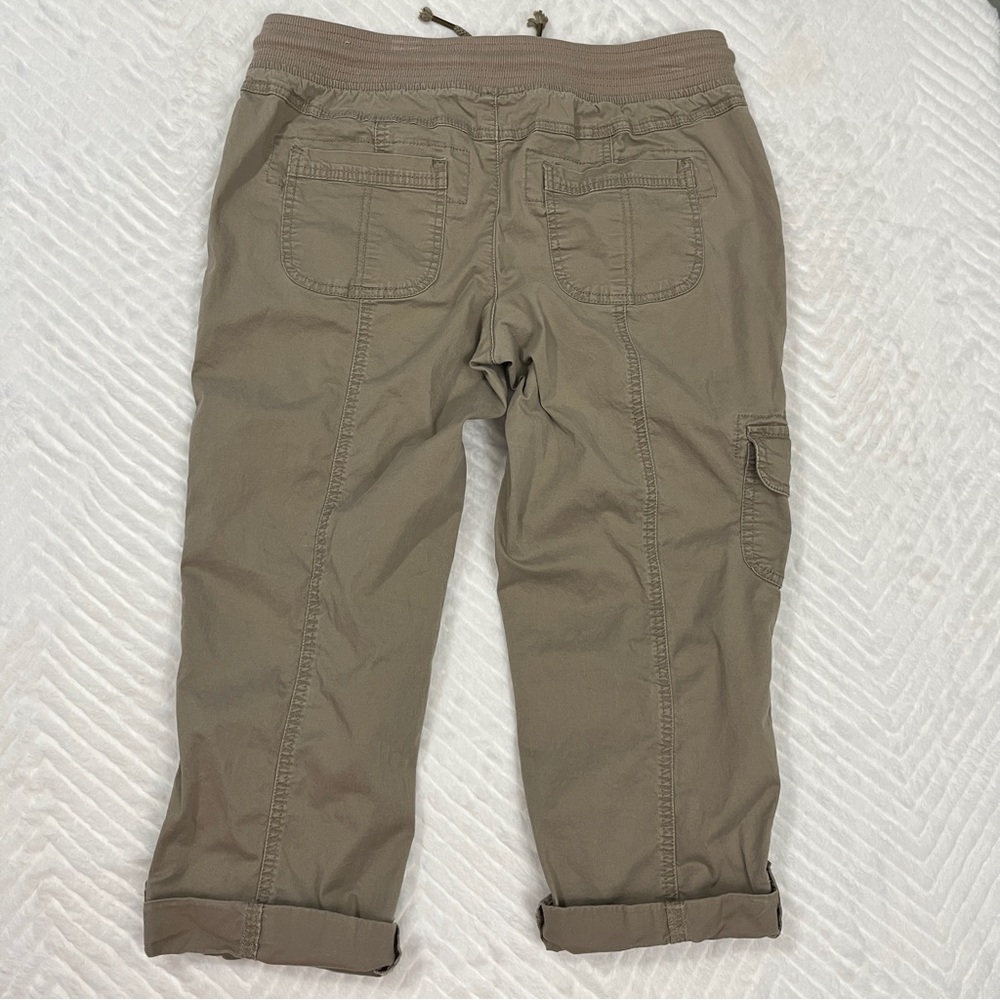 Maurice Tan Capri Cropped Pants Elastic Ribbed Waistband Size medium cotton - Picture 10 of 10